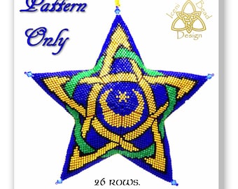 3D peyote Star Bead Pattern: Celtic Knot Star.  pdf. tutorial. English only