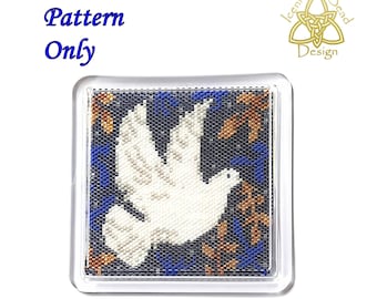 Beaded Coaster, Dove of Peace, Peyote stitch Beaded Coaster