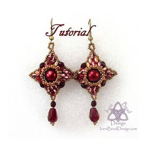 PDF Tutorial Quattro Earrings with SuperDuo Beads, Instructions, Beading Pattern. English Only,