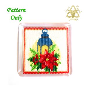 Beaded Coaster, Christmas Lantern, Peyote stitch Beaded Coaster