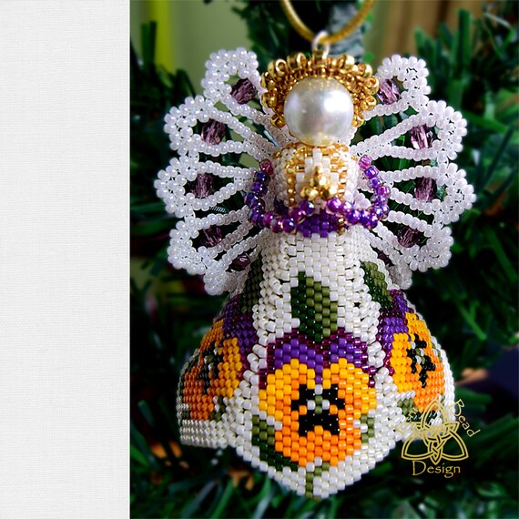 Bead Pattern Pansy Angel Tree Ornament Pdf. Tutorial. English Only Etsy UK