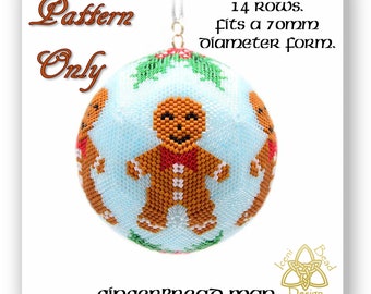 Gingerbread Man 3D peyote Ball Bead Pattern: Ball Ornament. pdf. tutorial. English only