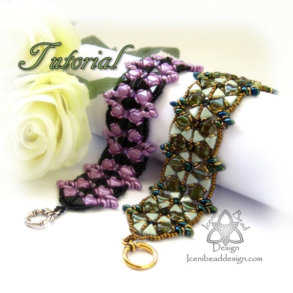 Tutorial Eden Cuff with Kheops® Par Puca® Beads, 'O' Beads, Silky Beads and SuperDuos pdf Pattern, Instructions English Only,