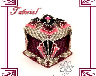 Beaded Box Pattern, Modern Millie Art Deco Box, Peyote Stitch Box with Lid, pdf Tutorial, English only.