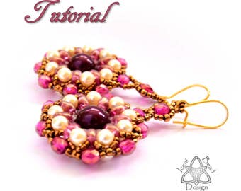 PDF Tutorial Elegance Earrings with SuperDuo beads. Pattern, Instructions, beadwork. English Only,