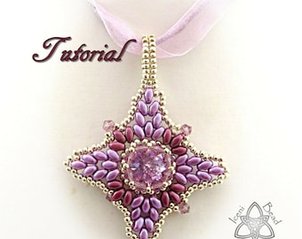 Faith Pendant .pdf Tutorial, with SuperDuo Beads, Crystal Rivoli and Crystal Bicones, Beading Pattern, Beadwork, English Only,