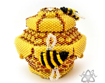petitboutdepapier様オーダー品 Bee-ded Honeypot, Peyote Stitch Pot With Lid, Pdf Tutorial