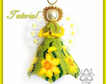 Bead Pattern: Daffodil Angel, tree ornament, pdf. tutorial. English only