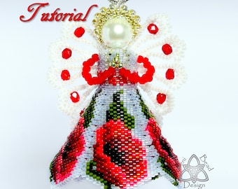 Bead Pattern: Poppy Angel, tree ornament, pdf. tutorial. English only