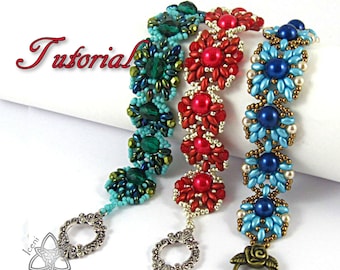 Pdf Tutorial Buttercup Bracelet with Super Duo Beads, Beading Pattern English Only,