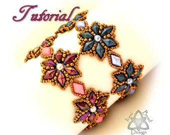 Pdf Tutorial Shooting Stars Bracelet with DiamonDuo Beads, Beading Pattern English Only,