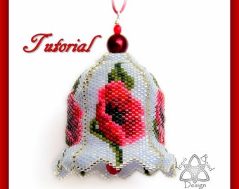 Bead Pattern: Poppy Bell Ornament, 3D Peyote Bell pdf. tutorial. English only