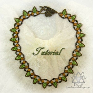 PDF Tutorial Mercia Necklace with SuperDuos, Fire Polish Crystals and Czechmates Tile beads. Beadwork Pattern, instructions. English Only,