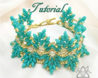 Tutoriel Pdf Bracelet saule avec super duo de perles, motif perlé en anglais uniquement,