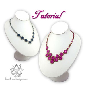 Pdf Tutorial Calendula Flower Necklace with Superduo Beads and Pearls, Beading Pattern English Only,