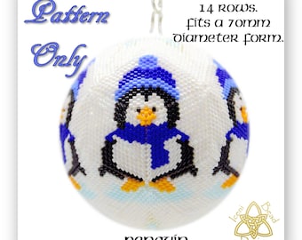 Christmas Penguin 3D peyote Ball Bead Pattern: Ball Ornament. pdf. tutorial. English only