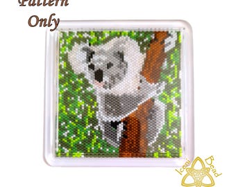 Koala Beaded Coaster, Peyote Stitch.