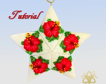 3D peyote Star Bead Pattern: Hibiscus Star Ornament.pdf. tutorial. English only