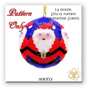 Santa 3D peyote Ball Bead Pattern: Ball Ornament. pdf. tutorial. English only