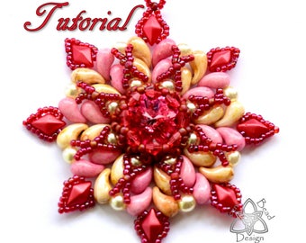 Cream Tea Pendant .pdf Tutorial, with Zoliduo beads, DiamonDuo beads and Crystal Rivoli. English Only,