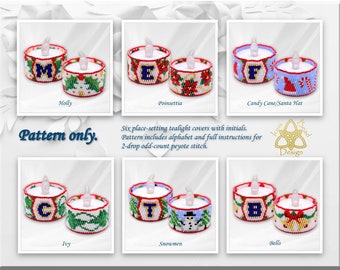 6 In One Pattern, Initialled Tea-light cover/place settings. Alphabet included. pdf Tutorial, English only.