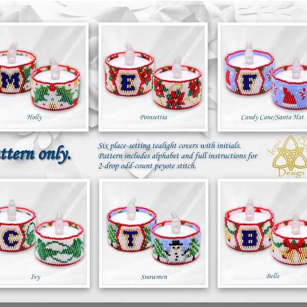 6 In One Pattern, Initialled Tea-light cover/place settings. Alphabet included. pdf Tutorial, English only.