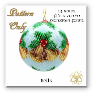 Christmas Bells 3D peyote Ball Bead Pattern: Ball Ornament. pdf. tutorial. English only
