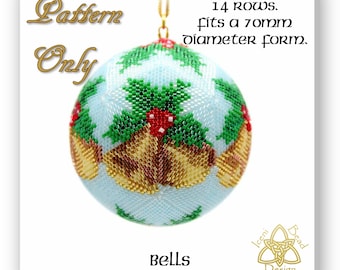 Christmas Bells 3D peyote Ball Bead Pattern: Ball Ornament. pdf. tutorial. English only