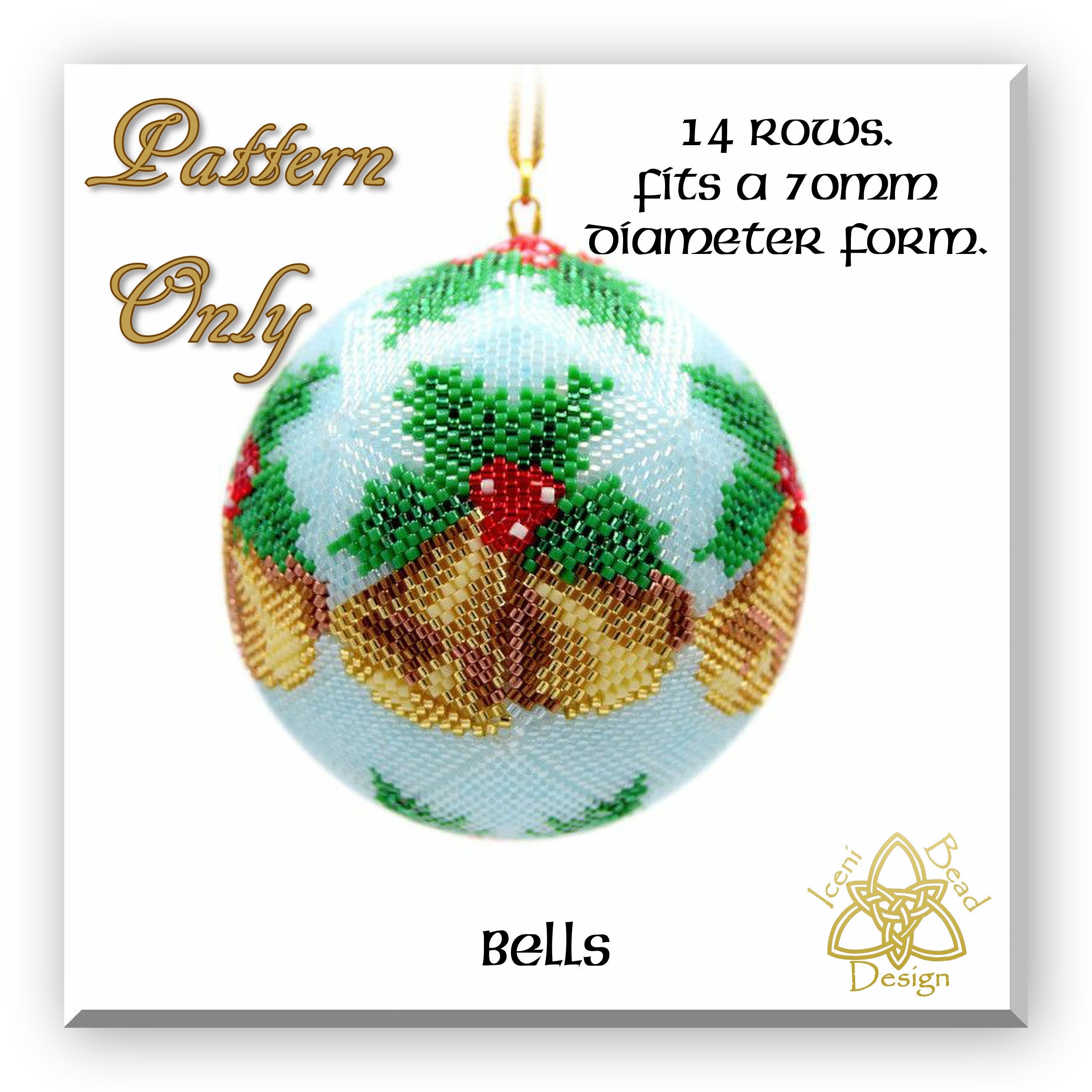 Christmas Bells 3D peyote Ball Bead Pattern: Ball Ornament. pdf. tutorial. English only