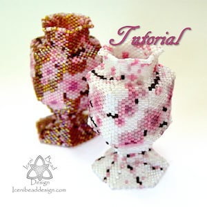 Beaded Vase Pattern, Sakura, Peyote Stitch Vase, pdf Tutorial, English only.