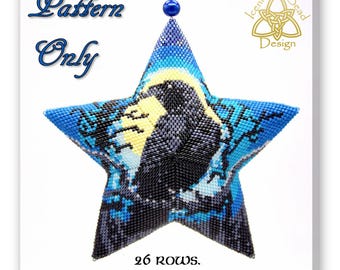 3D peyote Star Bead Pattern: Raven in Moonlight Star pdf. tutorial. English only