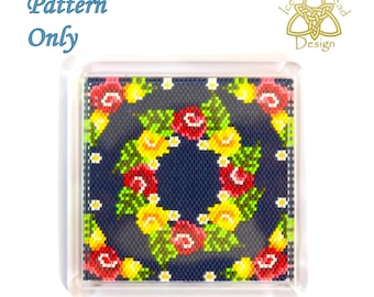 Beaded Coaster, Castles and Roses 1, Folk Art, Canal Art, Narrowboat Decoration