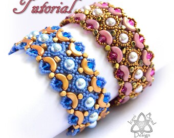 Tutoriel Pdf Bracelet Eshana avec perles Arcos® Par Puca® et Minos® Par Puca®, motif perlé en anglais uniquement,