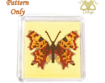 Butterfly Coaster, Comma Butterfly, Peyote stitch Beaded Coaster