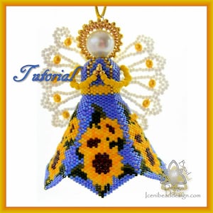 Bead Pattern: Sunflower, tree ornament, pdf. tutorial. English only