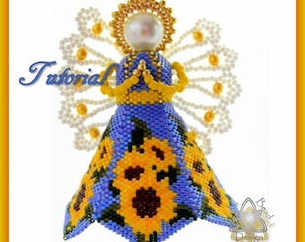 Bead Pattern: Sunflower, tree ornament, pdf. tutorial. English only