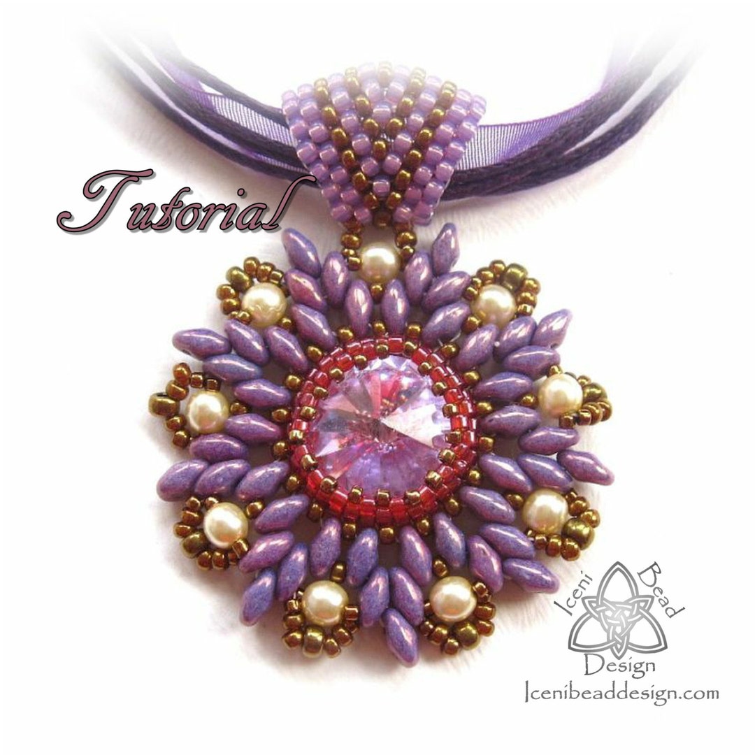 Enchanted Rivoli Pattern PDF Tutorial Star Flower Rivoli Pendant With Superduo Beads Tutorial ...