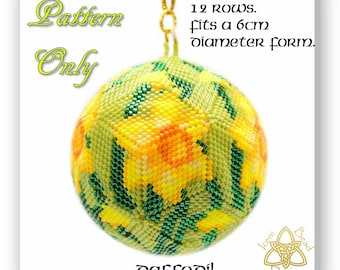 Daffodil 3D peyote Ball Bead Pattern: Ball Ornament. pdf. tutorial. English only