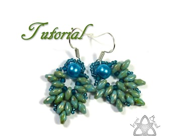 PDF Tutorial Willow Earrings with Super Duo Beads, Instructions, Beading Pattern. English Only,