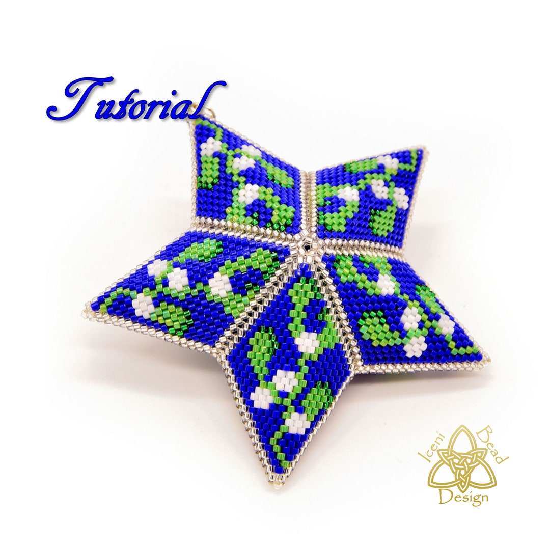 Bead Pattern Mistletoe Beaded Star Ornament, Pdf. Tutorial. English