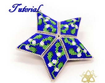 Bead Pattern: Mistletoe Beaded Star Ornament, pdf. tutorial. English only