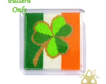 Irish Shamrock, Beaded Coaster,  Peyote stitch.