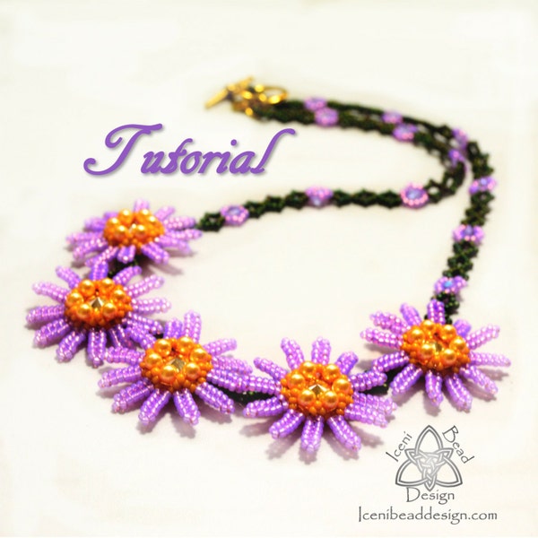 Tutoriel PDF Marguerites à gogo ! Collier. Motif perlé, instructions en anglais seulement,