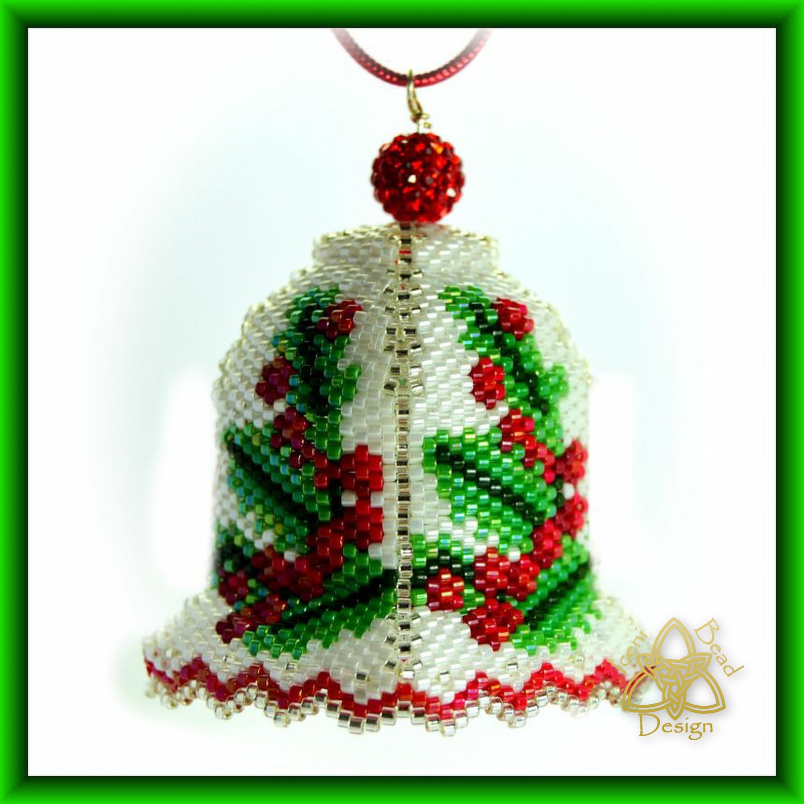 Bead Pattern Holly Christmas Bell Ornament Pdf. Tutorial. Etsy