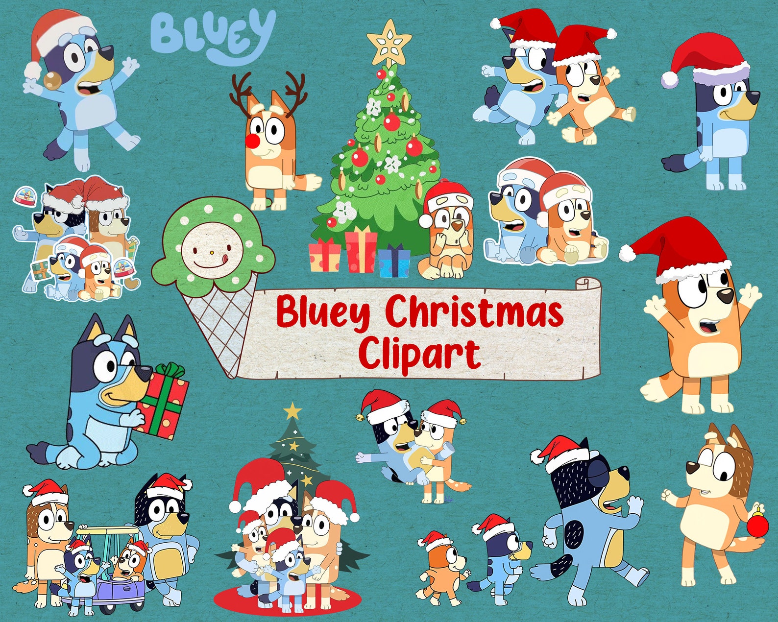 Bluey Christmas Clipart Bluey Family Christmas Bluey Etsy Bluey christmas clipart bluey family christmas bluey etsy