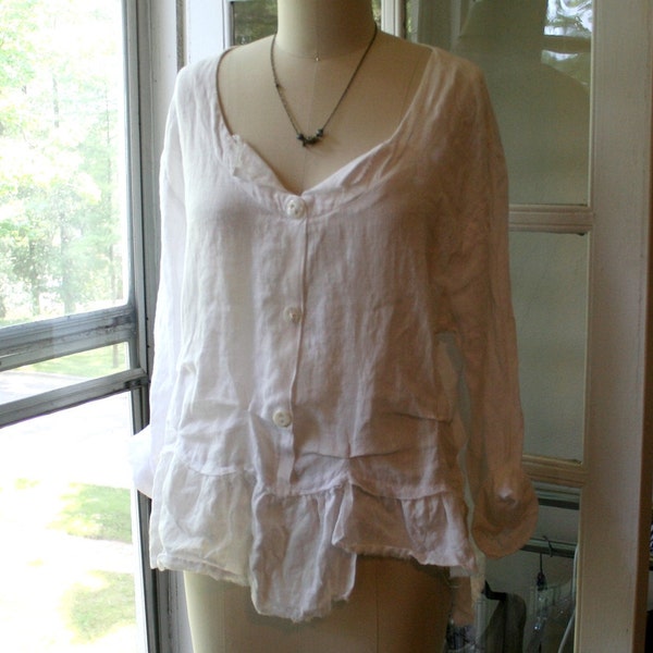 White Linen Breathe-Again Shirt / Handmade in USA - by Breathe-Again Clothing