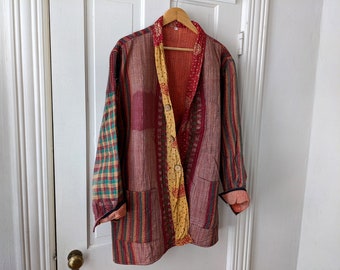 SALE - Kantha Jacket / One of a Kind Wearable Art / Size XL-Plus / by Breathe-Again Clothing