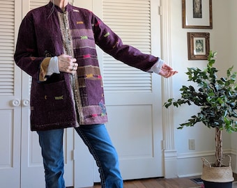 KANTHA Jacket / Vintage Kantha Wearable Art / Size M-L / by Breathe-Again Clothing