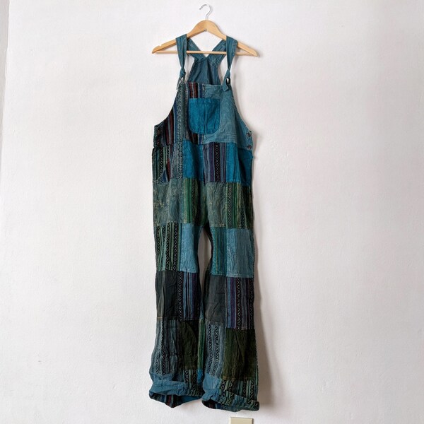 SALE - Boho Overalls Himalayan "NEPAL" Cotton Patchwork Unisex Bib / by Breathe-Again Clothing