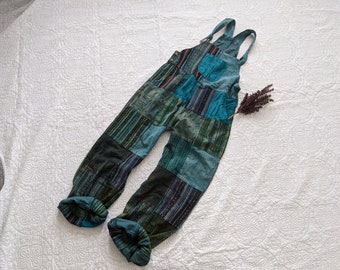 SALE -  Cotton Patchwork Unisex Bibs / Boho Himalayan "NEPAL"Overalls by Breathe-Again Clothing